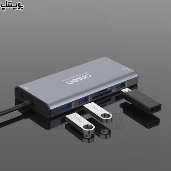 مبدل Type-C به Aux ،Type-C ،VGA ،HDMI ،USB3.0 ،SD ،LAN اونتن مدل OTN-UC601 با 3 پورت USB3.0