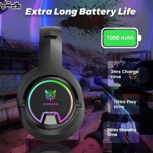 هدست گیمینگ بی سیم RGB اونیکوما مدل B130 با باتری 1000 میلی آمپر ساعتی