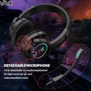 هدست گیمینگ بی سیم RGB اونیکوما مدل B130 با میکروفون جدا شونده