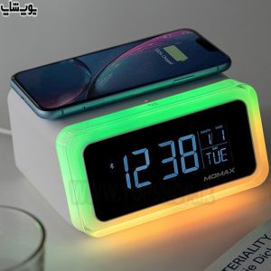 ساعت دیجیتال، اسپیکر و شارژر بی سیم مومکس مدل Q.Clock 2 با شارژر بی سیم