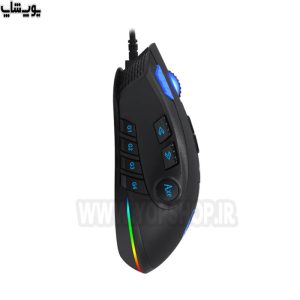 موس گیمینگ سیمی RGB سادس مدل AXE دارای 12 کلید قابل برنامه ریزی