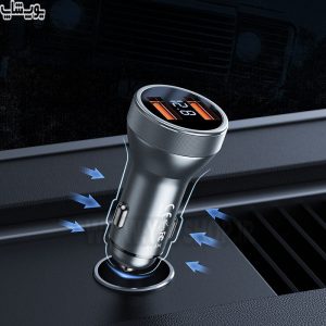 شارژر فندکی 45 وات فست شارژر ریمکس مدل RCC 325 دارای اتصالی مطمئن
