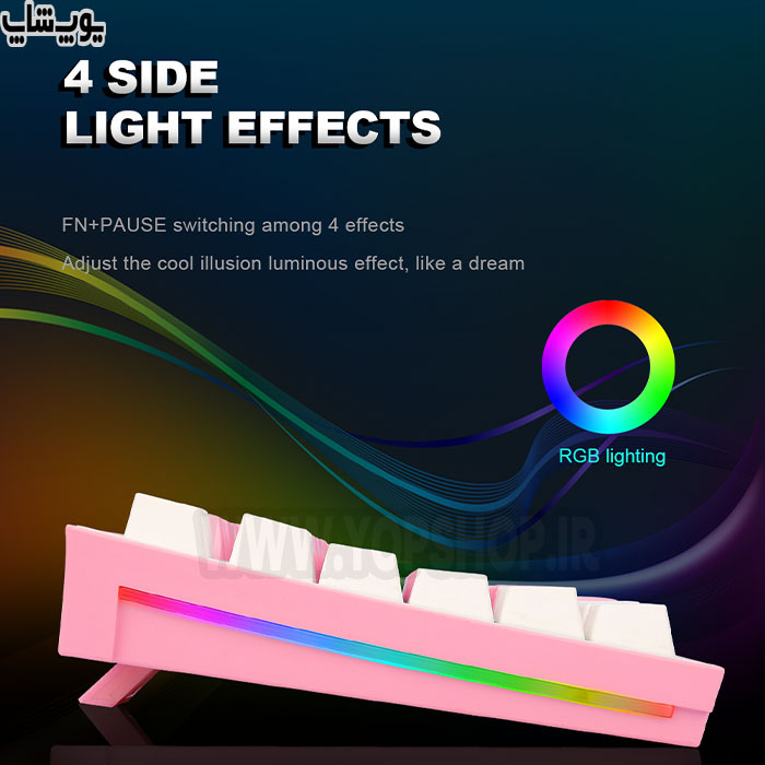کیبورد گیمینگ سیمی مکانیکال ردراگون مدل K623 HADES با نورپردازی RGB در چهار سمت کیبورد