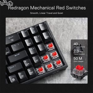 کیبورد گیمینگ بی سیم RGB مکانیکال ردراگون مدل K628 POLLUX PRO دارای سوئیچ های قرمز ردراگون