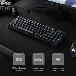 کیبورد گیمینگ بی سیم RGB مکانیکال ردراگون مدل K628 POLLUX PRO دارای 78 کلید مکانیکال