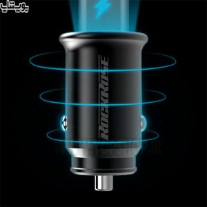 شارژر فندکی فست شارژ راک رز مدل Ranger P2 + کابل Zeta AC استفاده از نورپردازی LED در قسمت خروجی USB
