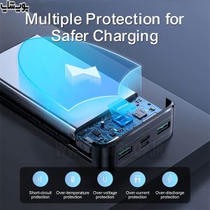 پاوربانک 20000mah فست شارژ جویروم مدل JR-QP192 دارای امنیت بالا با تراشه هوشمند و باتری لیتیوم پلیمری