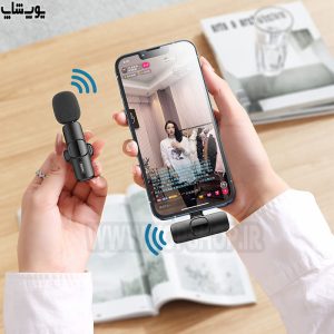 میکروفون یقه ای دوبل بی سیم تایپ C ریمکس مدل K03 با اتصالی پایدار 2.4GHz