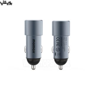 شارژر فندکی 38W فست شارژ دو پورت مومکس مدل UC15 با اتصال مطمئن به شارژر فندکی خودرو