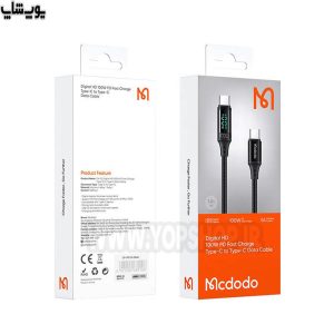 کابل تبدیل فست شارژر 100 واتی 1.2 متر تایپ C به تایپ C مک دودو CA-110