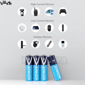 پک 8 تایی باتری قلمی انکر AA Alkaline Batteries مدل B1810 دارای سازگاری گسترده