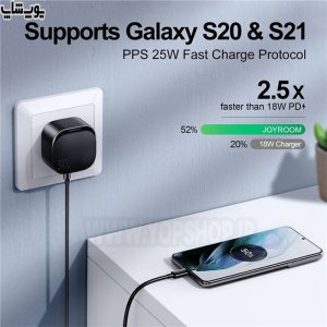 شارژر دیواری فست شارژ 30 واتی جویروم مدل L-P307 مجهز به پروتکل PD و QC