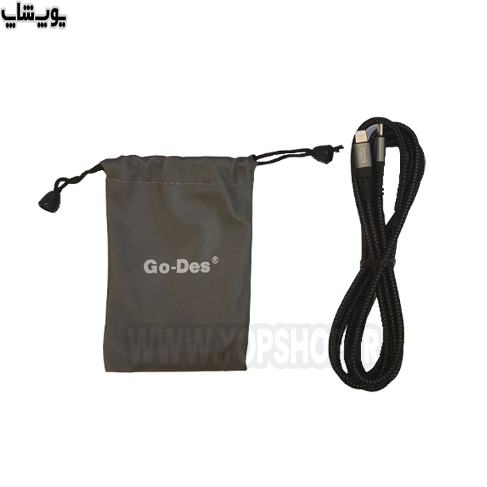 کابل تبدیل فست شارژ لایتنینگ به تایپ C گودس مدل GD-UC597 با کیف حمل همراه
