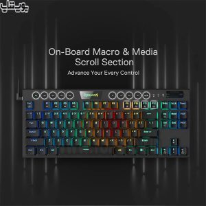 کیبورد گیمینگ مکانیکال RGB ردراگون مدل K622 Horus TKL با 22 کلید ماکرو