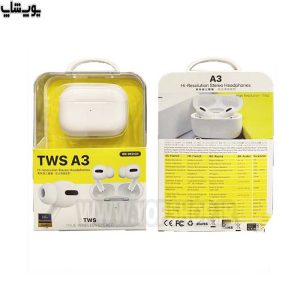 بسته بندی هندزفری بی سیم ارگونومیک ویکام مدل TWS A3 با طراحی مشابه ایرپاد پرو اپل