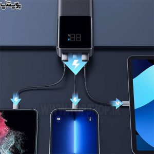 پاوربانک فست شارژ 15 واتی 20000mAh جویروم مدل JR-T014 قابلیت شارژ همزمان سه دستگاه را دارد.