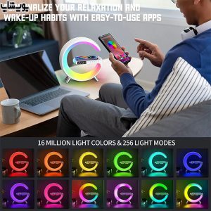 چراغ، ساعت، اسپیکر و شارژر بی سیم ادونگ مدل Smart Light با 256 حالت نور پردازی است.