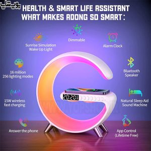 چراغ، ساعت، اسپیکر و شارژر بی سیم ادونگ مدل Smart Light با قابلیت های مختلف می باشد.