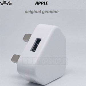 شارژر دیواری 5 وات 3 پین اورجینال اپل مدل MD812B/C با بدنه ای از جنس PC می باشد.