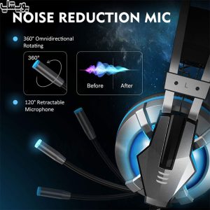 هدست گیمینگ سیمی اکسا مدل E800 دارای میکروفون 360 درجه می باشد.