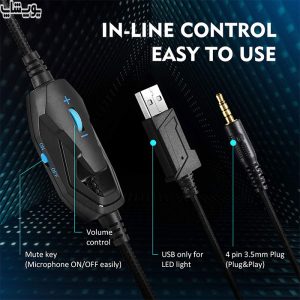 هدست گیمینگ سیمی اکسا مدل E800 دارای کنترلر اینلاین می باشد.