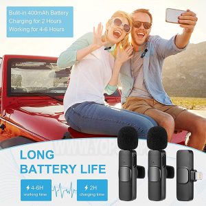 میکروفن دوتایی تایپ C و لایتنینگ K9 به راحتی به موبایل متصل می‌شود.
