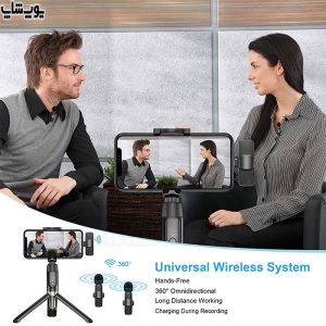 میکروفن دوتایی تایپ C و لایتنینگ مدل K9 از نوع بی‌سیم و قابل شارژ است.