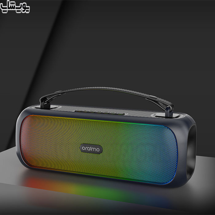 اسپیکر بلوتوثی ضد آب قابل حمل RGB اورایمو مدل OBS-75D دارای نور پردازی RGB می باشد.