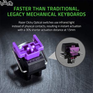 کیبورد گیمینگ RGB ریزر مدل Huntsman Mini با سوئیچ ساخته ریزر می باشد.