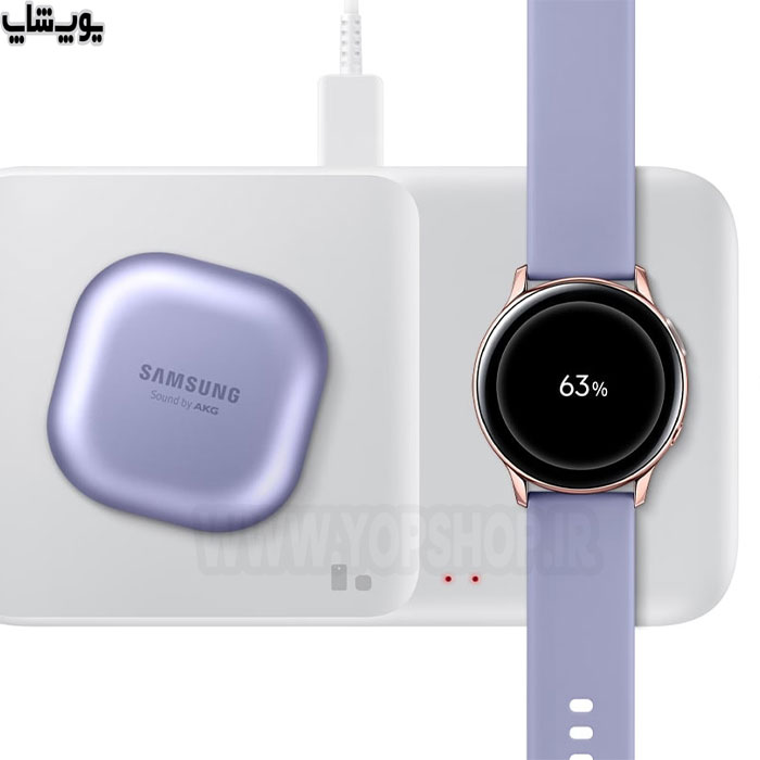 شارژر سامسونگ مدل Samsung Wireless Charger Dou EP-P4300 از دو جایگاه شارژ برخوردار است.