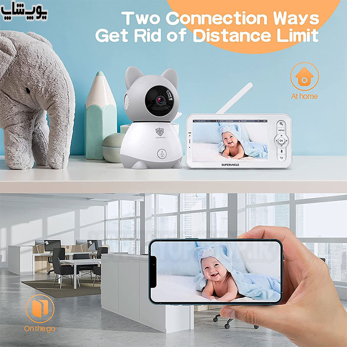 دوربین کنترل کودک سوپرآنکل مدل Baby Monitor دارای امکان اتصال نمایش با کیفیت HD می باشد.