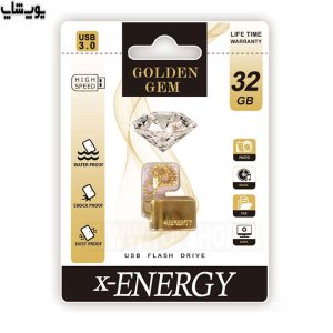 فلش مموری ایکس انرژی مدل GOLDEN GEM USB3.0 با ظرفیت 32 گیگابایت دارای گارانتی 5 ساله IPM است.