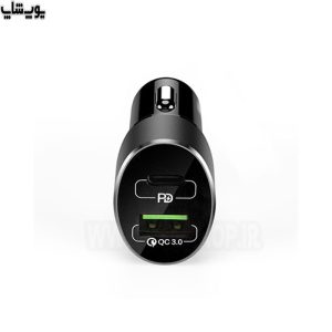شارژر فندکی فست 36 وات رسی مدل RUC-Y2 با برخورداری از دو پورت می تواند شارژ همزمان دو دستگاه را فراهم آورد.
