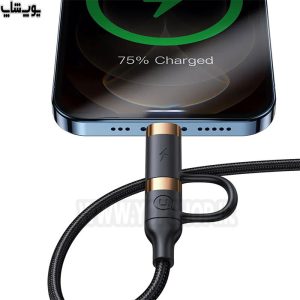 کانکتور لایتنینگ کابل شارژ USB+تایپ سی به لایتنینگPD+تایپ سی 60W یوسمز مدل US-SJ483 U62 از فناوری PD 1.2 پشتیبانی می‌کند و از شارژ ایمن و کارآمد دستگاه‌های اپل شما اطمینان می‌دهد.