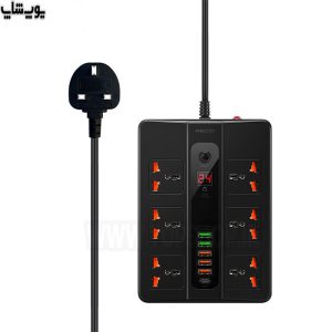 چند راهی برق تایمردار 6 پورت 2500 وات رسی مدل RC07
