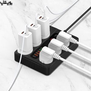 چند راهی برق تایمردار 6 پورت 2500 وات رسی مدل RC07 طراحی استانداردی داشته و به هنگام شارژ همزمان چند دستگاه مانعی ایجاد نخواهد کرد.