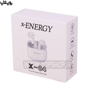 بسته بندی هندزفری بی سیم tws ایکس انرژی مدل x-04 ایتاندارد و پلمپ است.