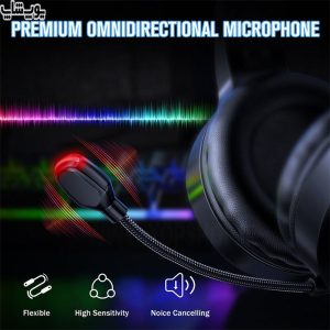 هدست گیمینگ سیمی RGB اونیکوما مدل X1 سبک، جمع و جور است و دارای جک ۳. ۵ میلی‌متری صدا برای اتصال آسان است.