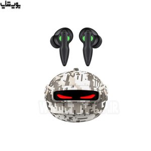 هندزفری گیمینگ بی سیم رسی مدل REP-W48 دارای پاورکیس با رنگ سفید - خاکستری چریکی می باشد.