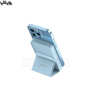 پاوربانک بی سیم مغناطیسی 5000 میلی آمپر ساعت رسی مدل RPB-W07 دارای پایه نگهدارنده می باشد.
