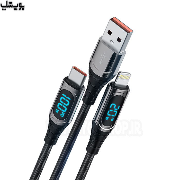 کابل تبدیل USB به تایپ C فست شارژ رسی مدل RTC-P21C دارای نمایشگر دیجیتال می باشد.