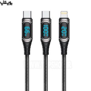 کابل تبدیل تایپ C به تایپ C فست شارژ رسی مدل RTC-P21CC دارای نمایشگر LED با کیفیت است.
