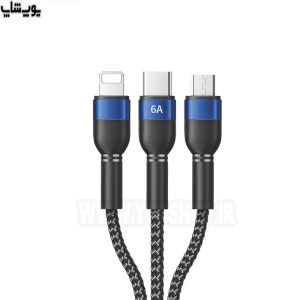 کابل شارژ USB به میکرو USB، تایپ C و لایتنینگ رسی مدل RTC-T12 دارای مقاومت بالا می باشد.