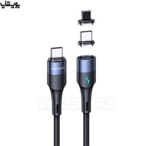 کابل شارژ آهنربایی تایپ سی به لایتنینگ 20وات+تایپ سی 60وات یوسمز مدل US-SJ495 U66 در رنگ بندی آبی می باشد.