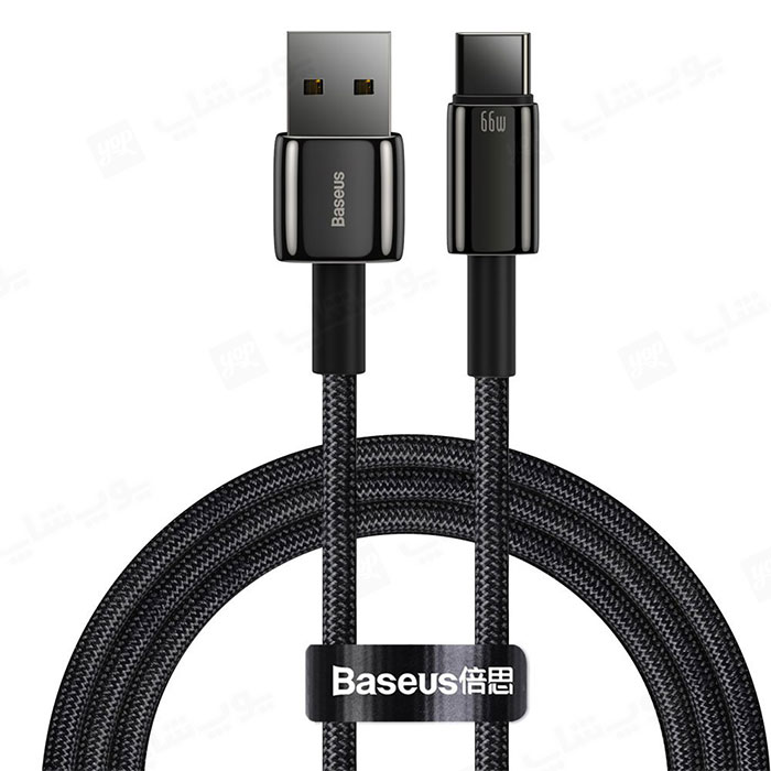 کابل شارژ USB به تایپ 66W C بیسوس مدل CATWJ-B01 در رنگ بندی مشکی می باشد.