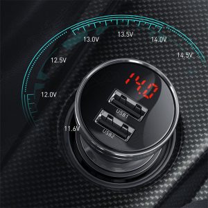 شارژر فندکی بیسوس مدل CCBX-0S دارای نمایشکر دیجیتال می باشد.
