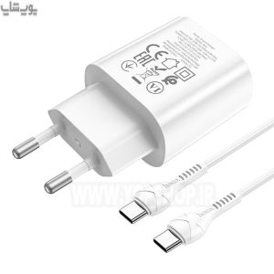 شارژر دیواری فست شارژ 25W هوکو مدل N22 با کابل 1 متری دارای کابل تایپ C به تایپ C است.