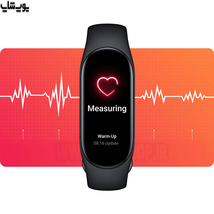 ساعت هوشمند ضد آب امیزفیت مدل Band 7 دارای قابلیت اندازه گیری ضربان قلب می باشد.