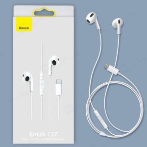 هندزفری سیمی بیسوس مدل Encok C17 دارای طول یک متری با بدنه بالا است.