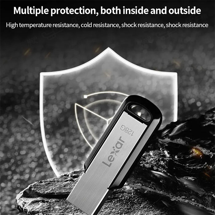 فلش مموری لکسار مدل JUMPDRIVE M400 USB3.0 با ظرفیت 64 گیگابایت در برابر تمامی آسیب های فیزیکی مقاوم است.
